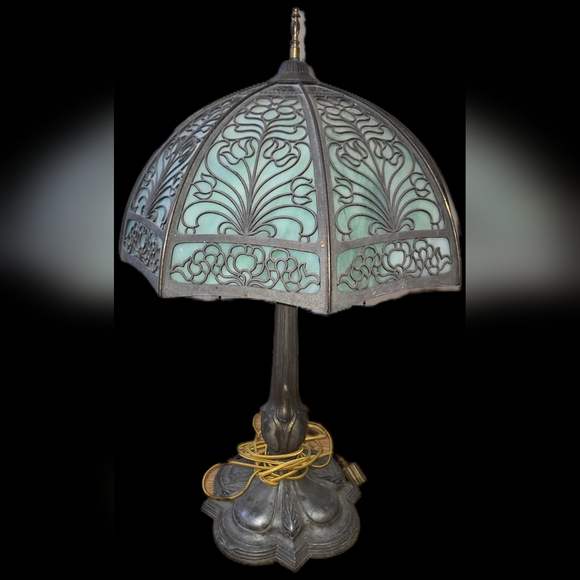 Other - Vintage Bradley & Hubbard Art Nouveau Slag Glass Lamp
